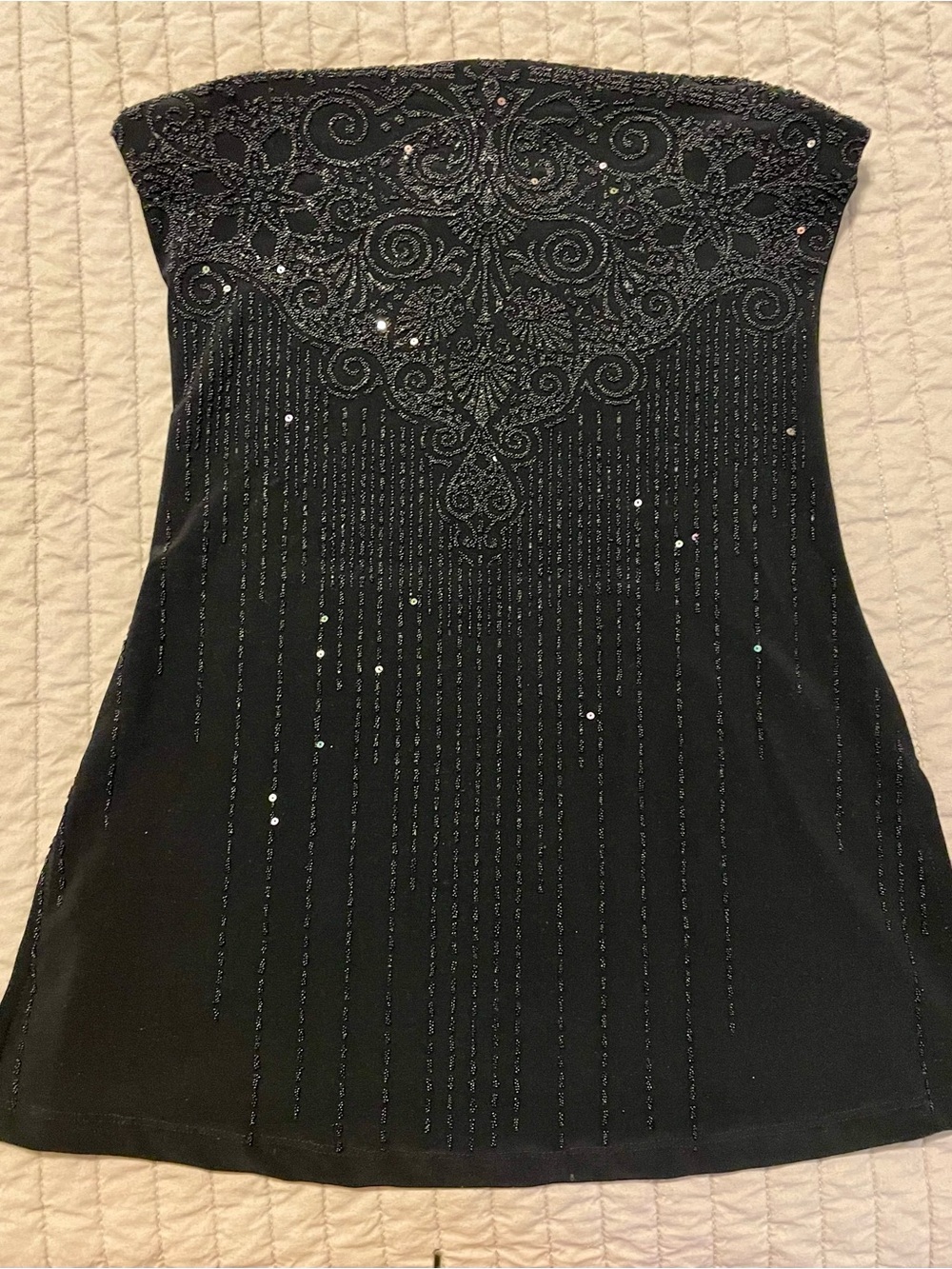 Strapless Beaded Black Women's Top